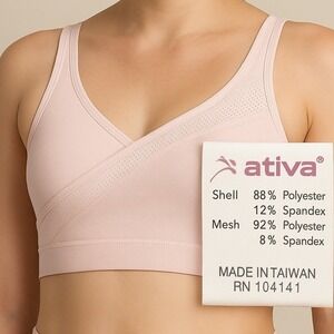 Ativa Pink Wrap Front Perforated Mesh‎ Sports Bra Size Small